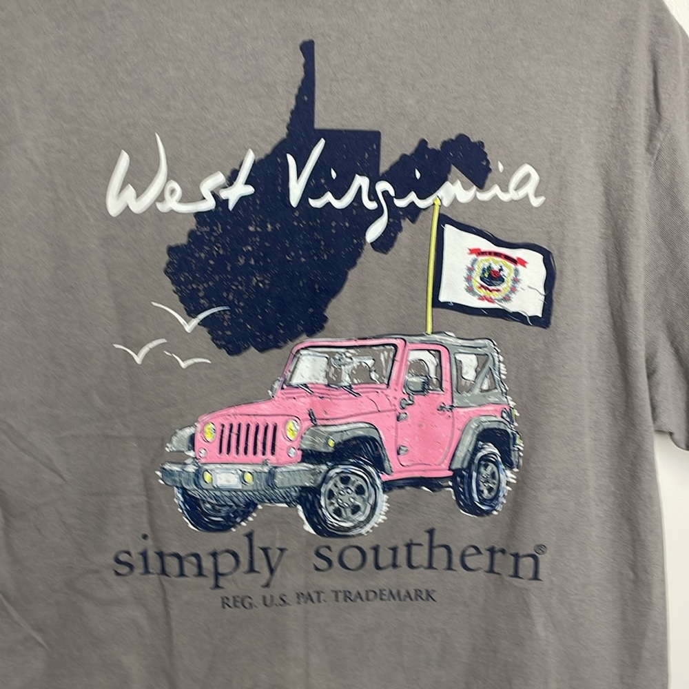 Women’s Simply Southern West Virginia Jeep T-Shirt Size Large Color Grey